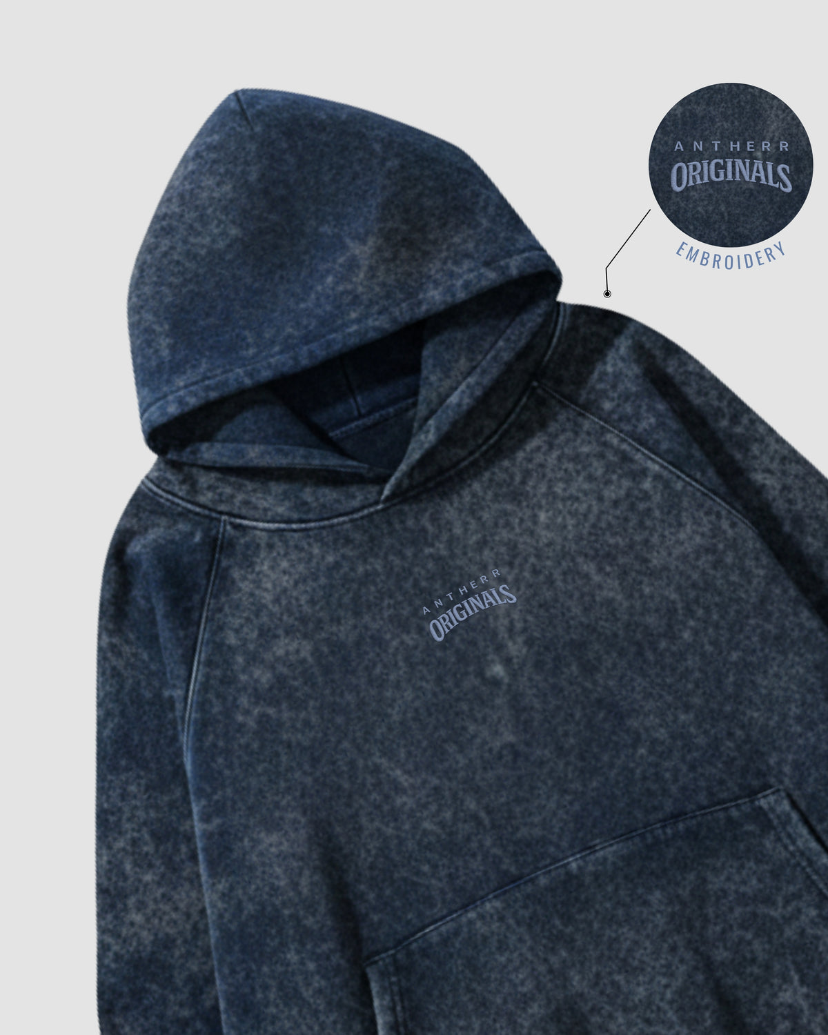 Navy Blue Acid Wash Hoodie