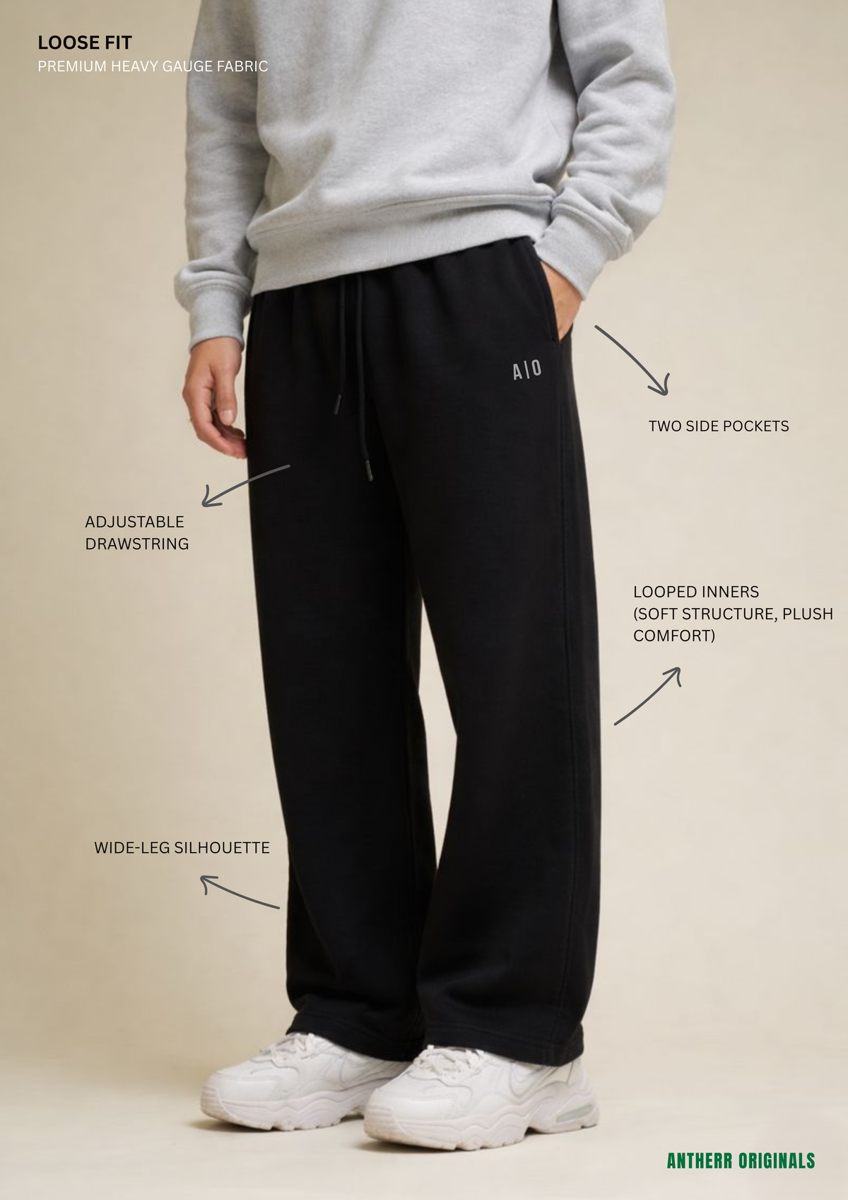 Black Unisex Everyday Sweatpants Black