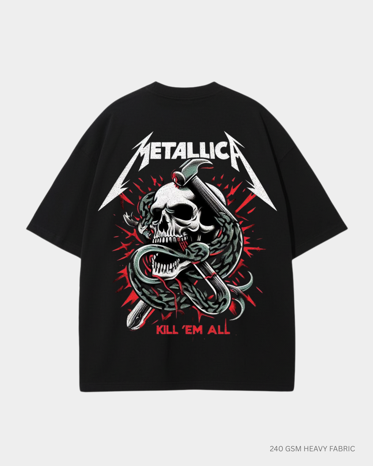 Metallica Graphic Unisex Oversized T-Shirt | Antherr Core Black Cotton 240 GSM