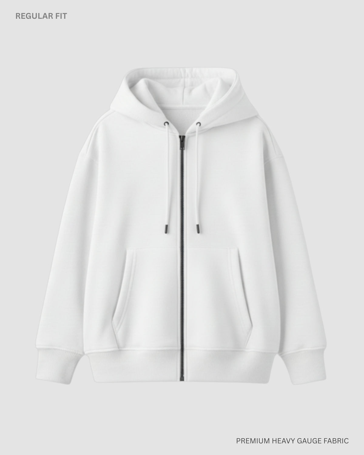 Basic White Unisex Winter Zipper Hoodies WHITE