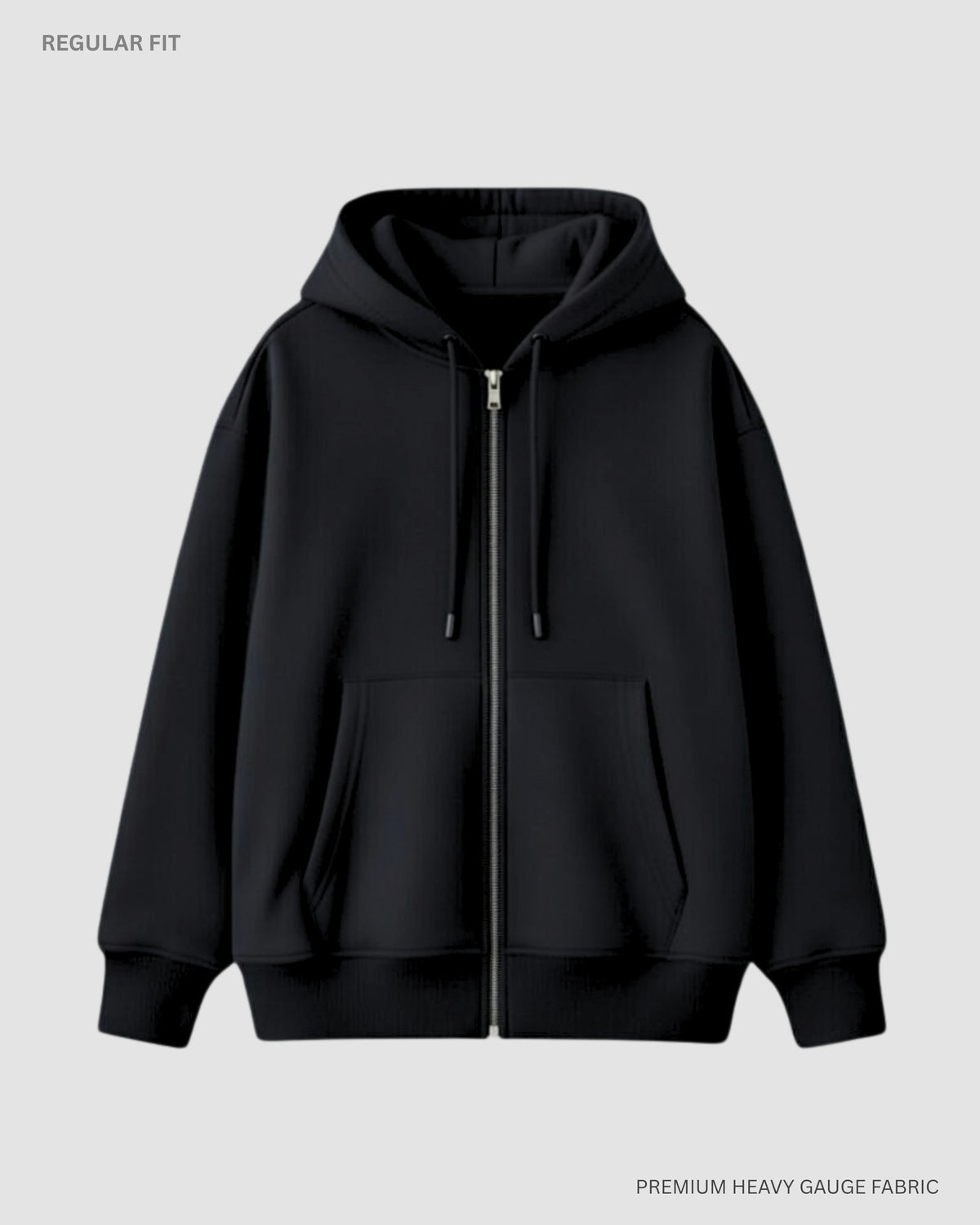 Basic Black Unisex Winter Zipper Hoodies BLACK