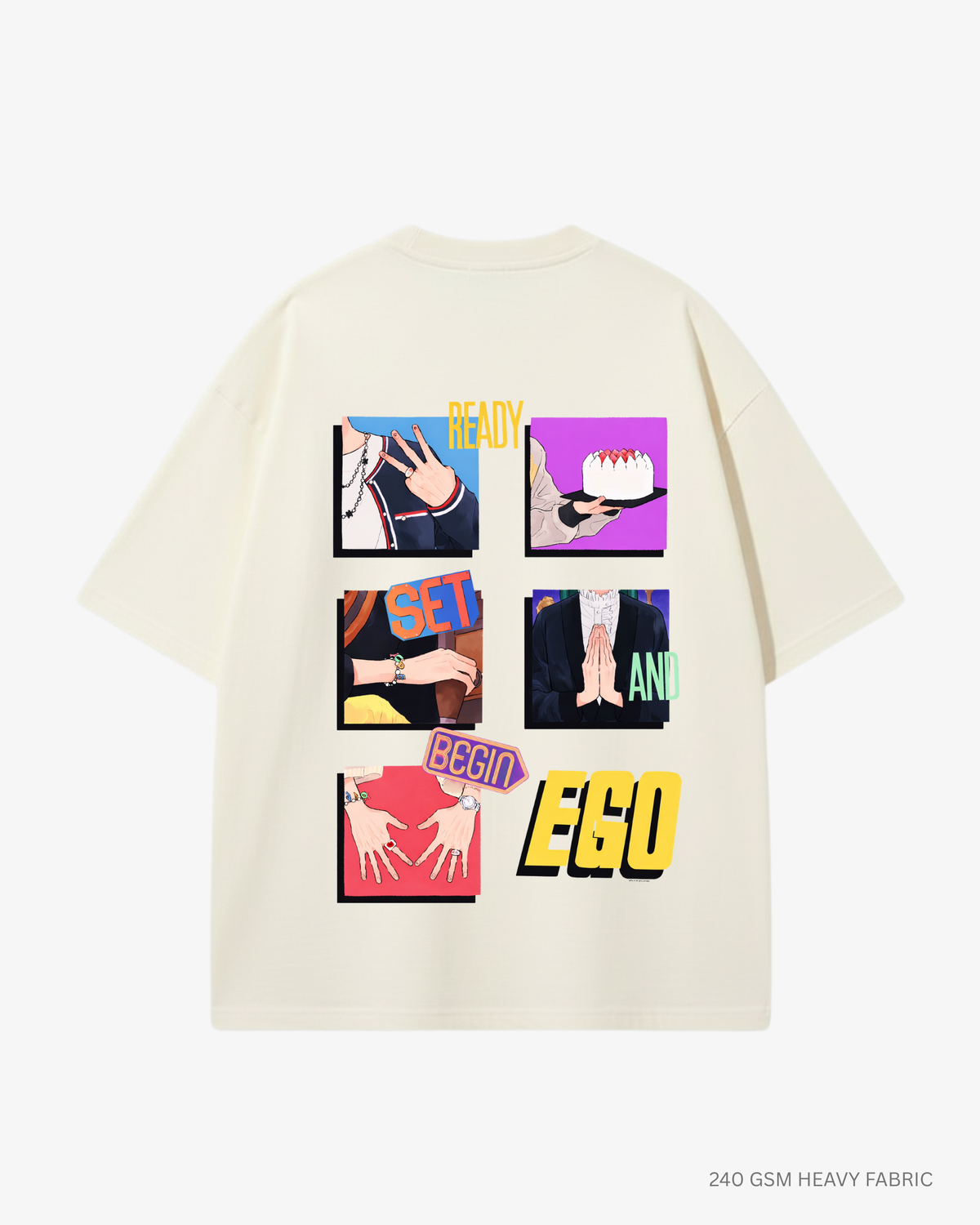 EGO Unisex Oversized T-Shirt | Antherr Core Off White Cotton 240 GSM
