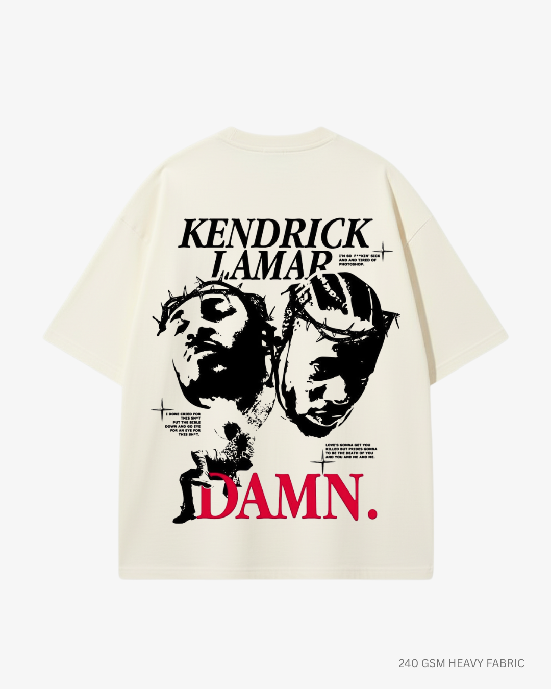 Damn Kendrick Lamar Unisex Oversized T-Shirt | Antherr Core OFF WHITE Cotton 240 GSM