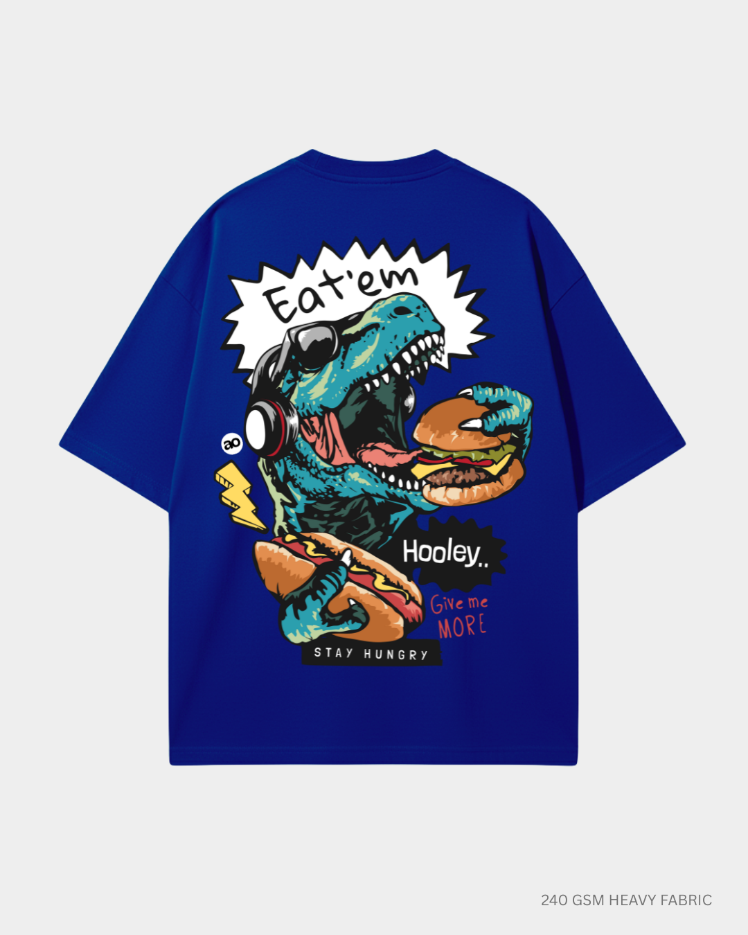 Stay Hungry: Unisex Oversized T-Shirts Black Cotton 240 GSM