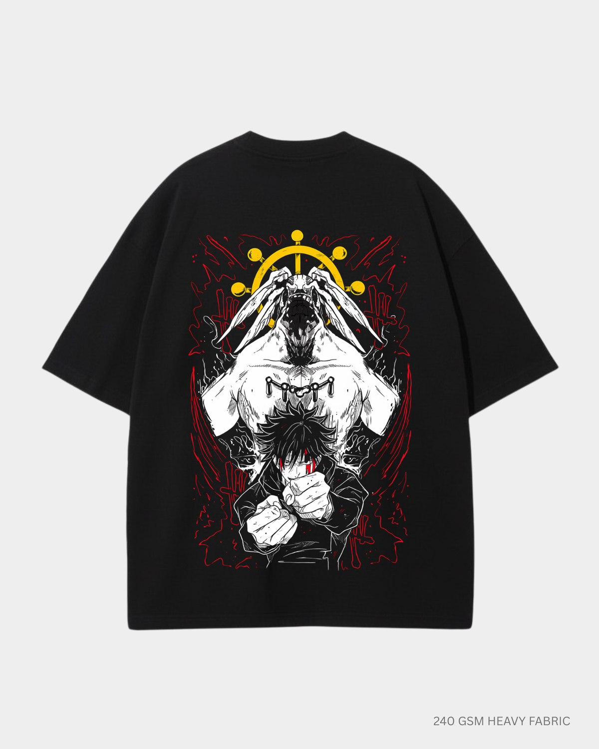 Megumi Mahoraga JJK Unisex Oversized T-Shirt | Antherr Core Black Cotton 240 GSM