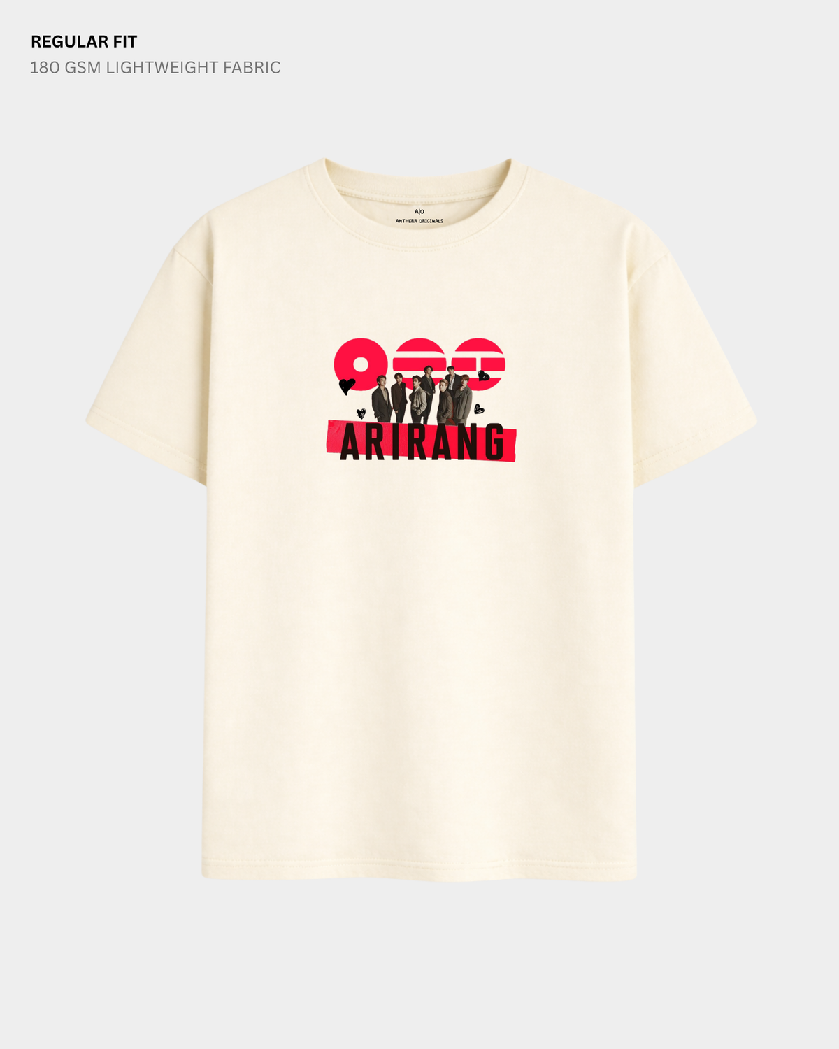 ARIRANG Regular Fit T-Shirt | Antherr Core Off White Cotton 180 GSM