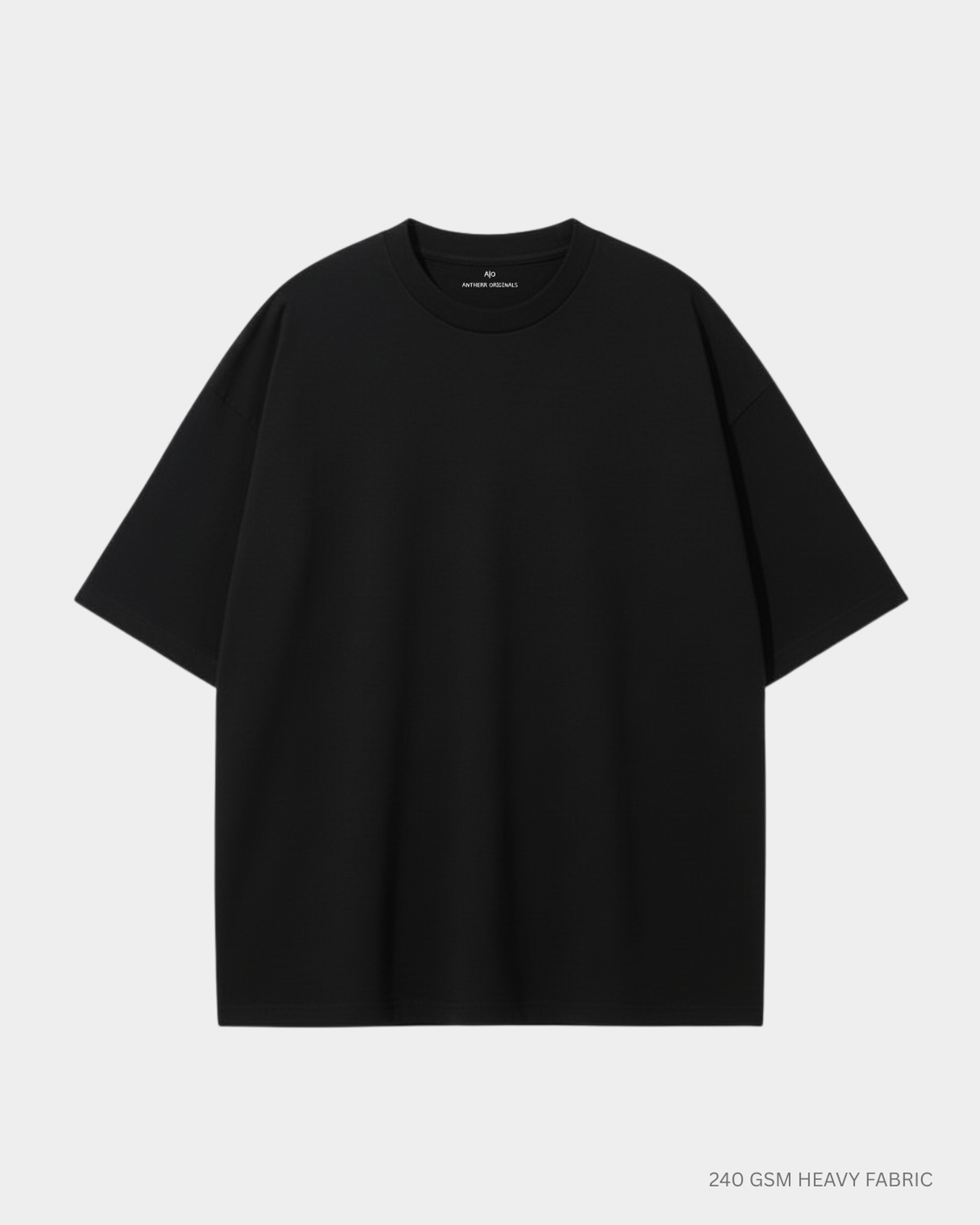 Basic Black Unisex Oversized T-Shirt | Antherr Originals BLACK Cotton 240 GSM