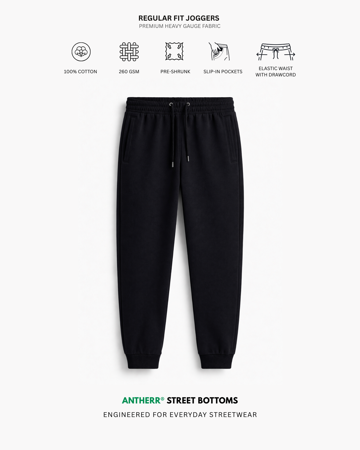 Black Unisex Everyday Joggers Black