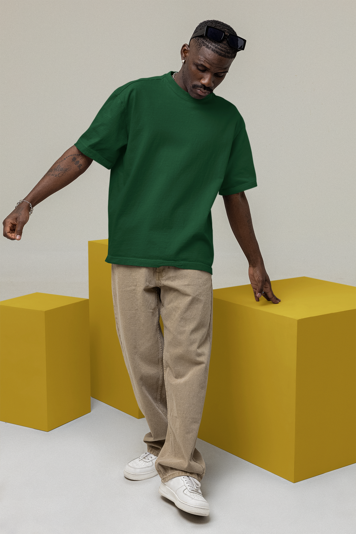 Basic Bottle Green Unisex Oversized T-Shirt | Antherr Originals