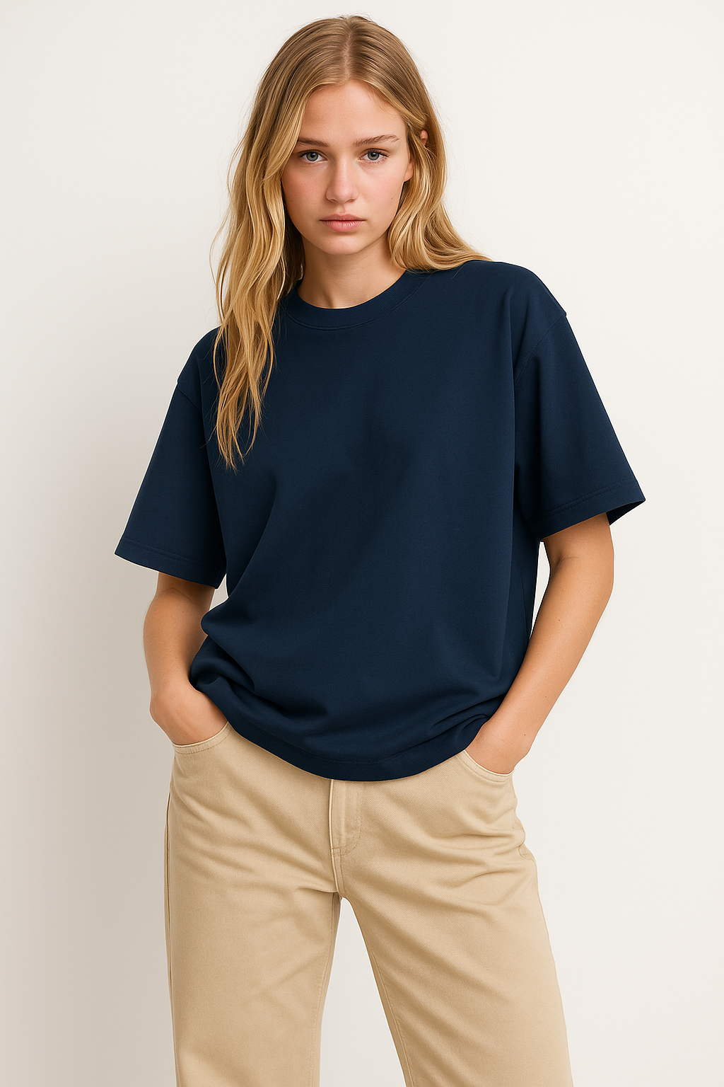 Basic Navy Blue Unisex Oversized T-Shirt | Antherr Originals