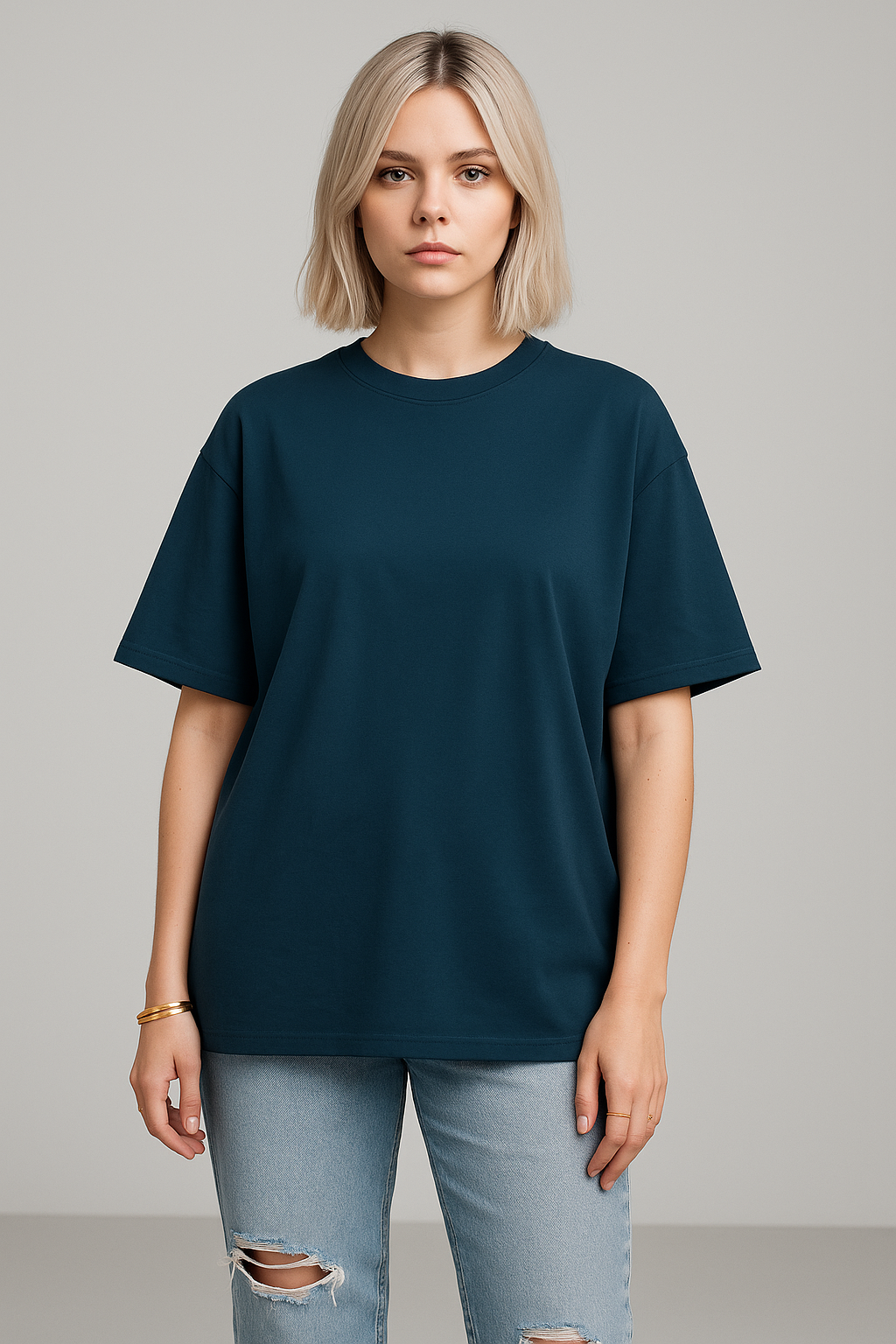 Basic Petrol Blue Unisex Oversized T-Shirt | Antherr Originals
