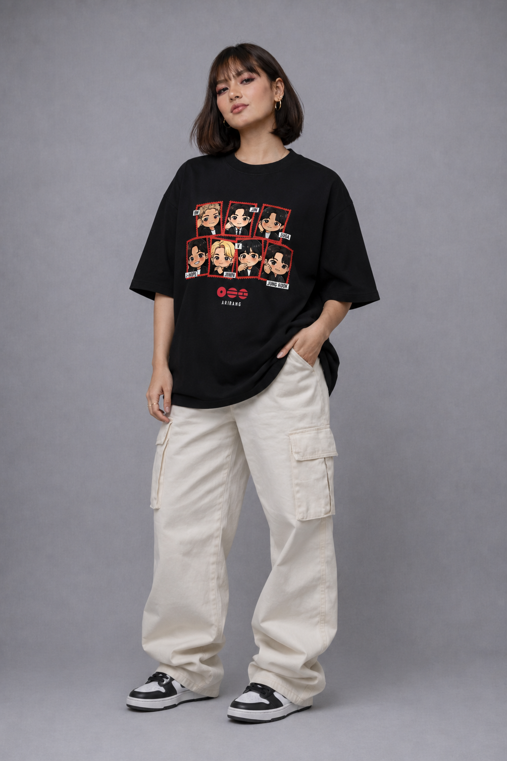 Chibi Arirang BTS Member Unisex French Terry Oversized T-Shirt | Antherr Core