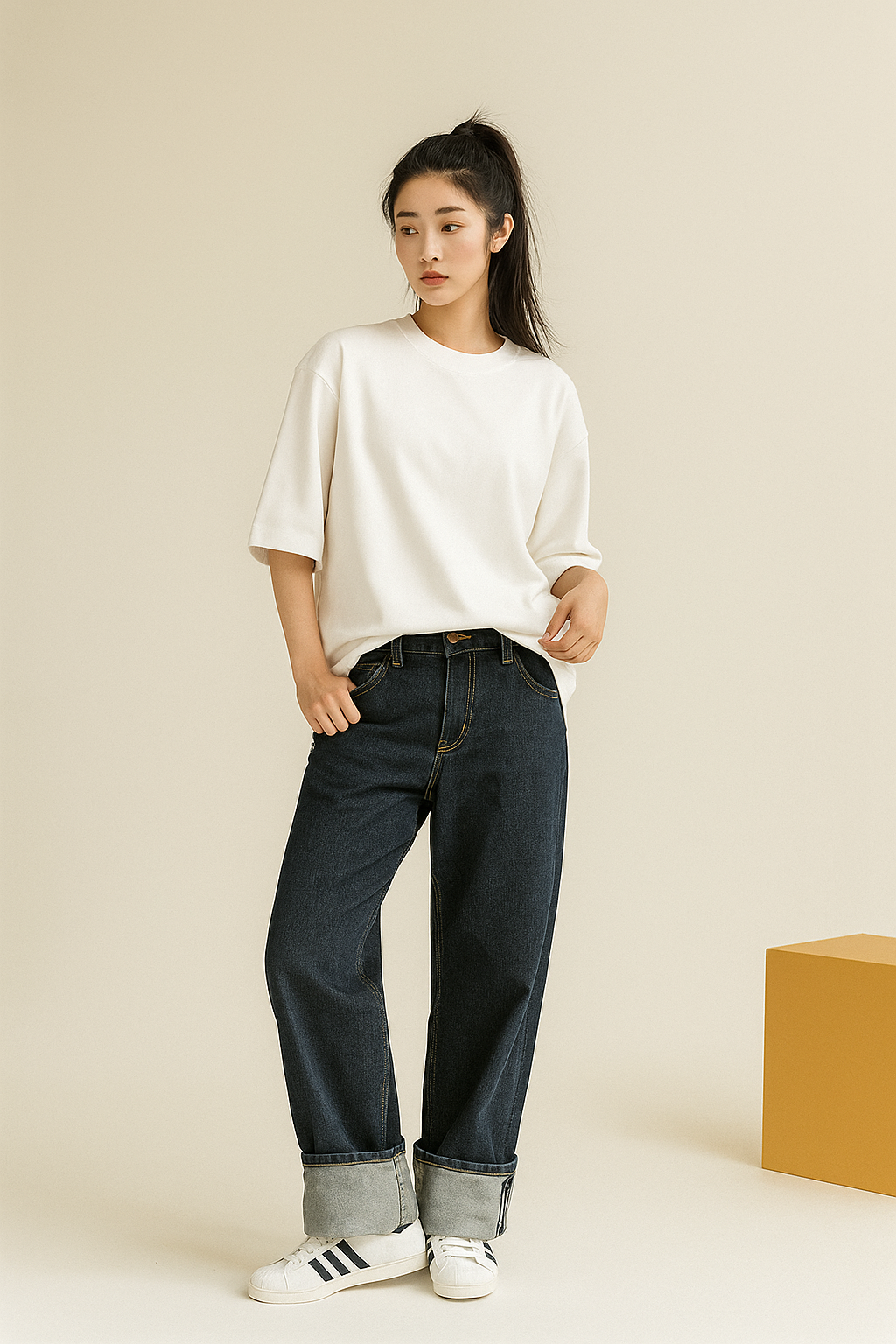 Basic Oversized T-shirt: White WHITE