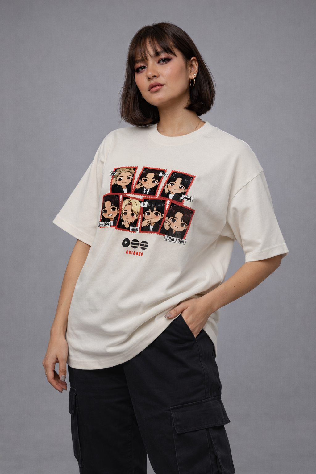 Chibi Arirang BTS Member Unisex French Terry Oversized T-Shirt | Antherr Core