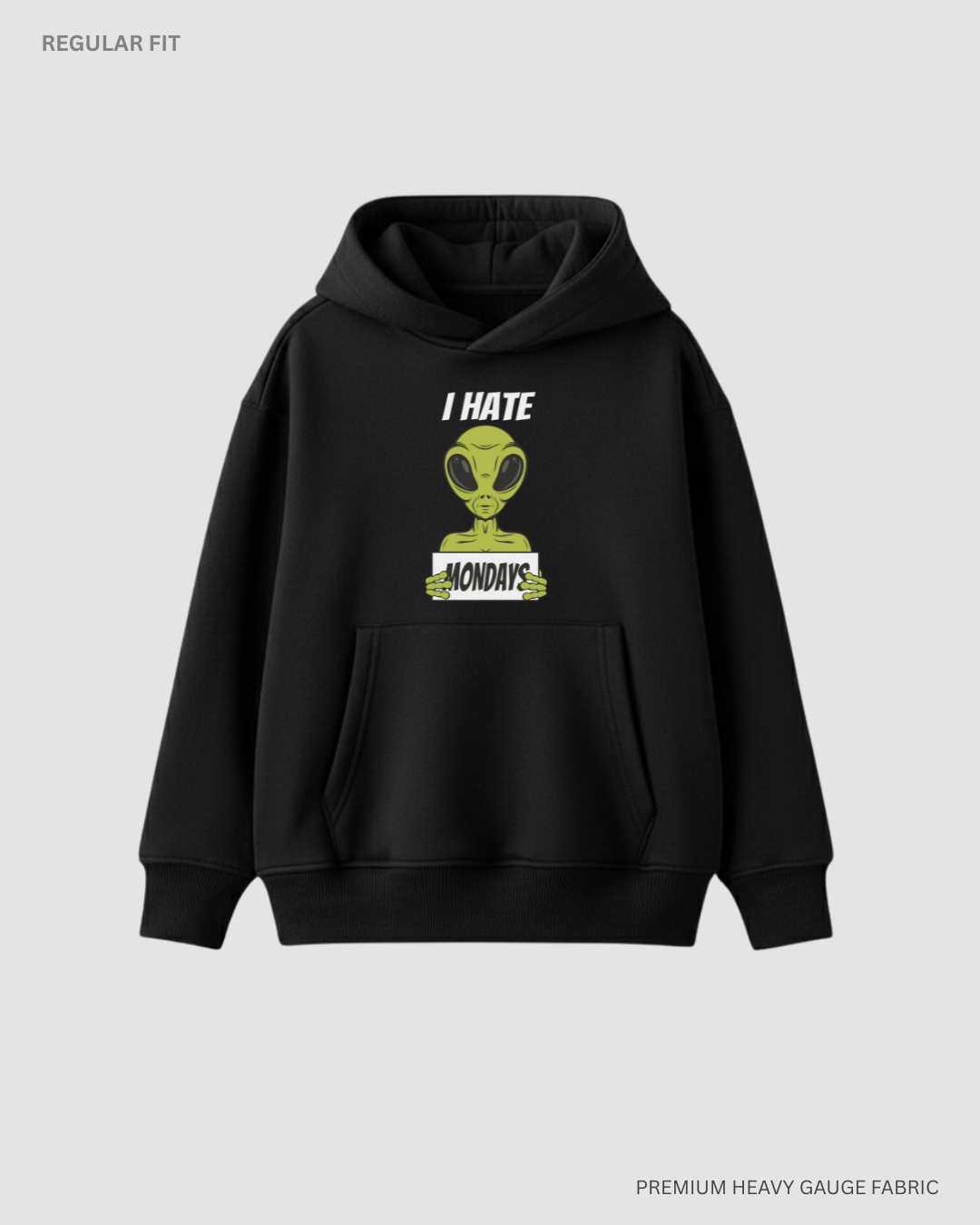 I Hate Mondays Alien & Space Unisex Winter Hoodies BLACK