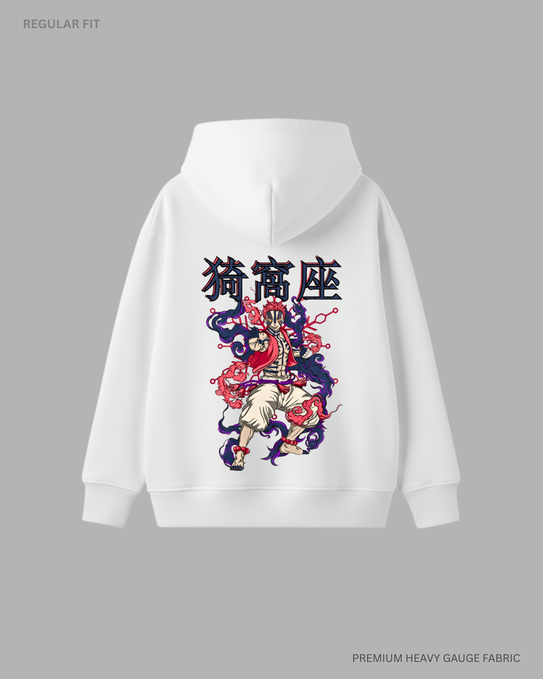 Akaza Upper Moon 3 Anime Unisex Winter Hoodies WHITE