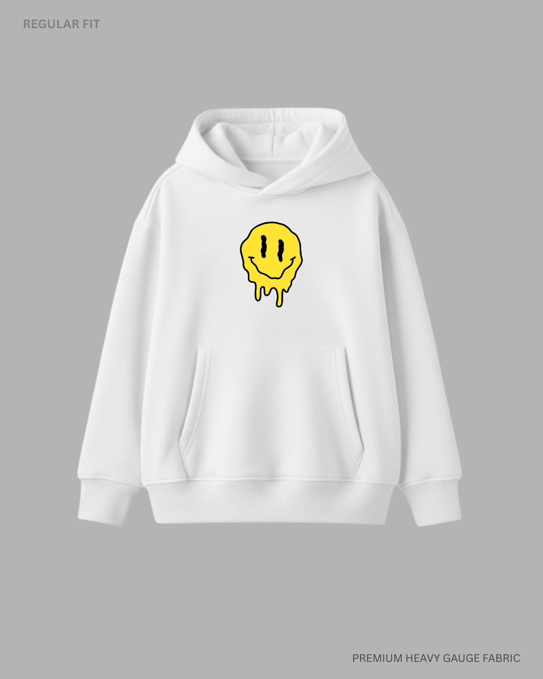 Drip Smiley Unisex Winter Hoodies WHITE