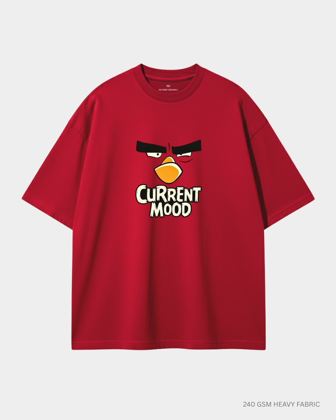 Current Mood Unisex Oversized T-Shirt Red 240 GSM Cotton