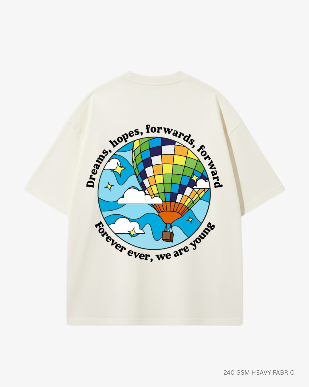 Forever Young Unisex Oversized T-Shirt | Antherr Core Off White Cotton 240 GSM