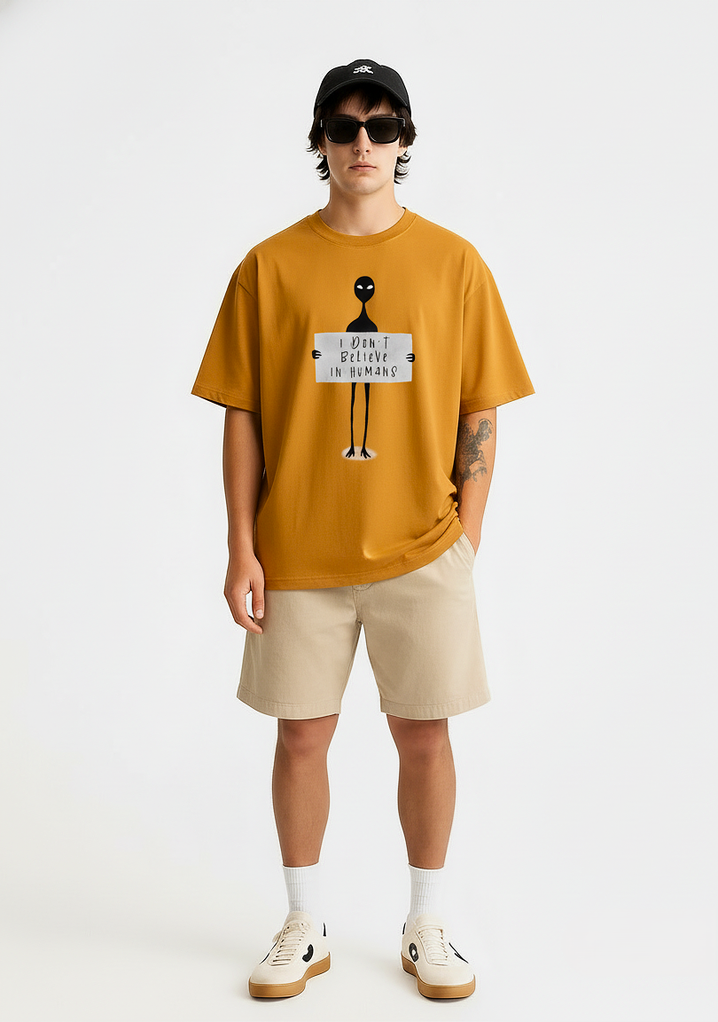 I Don't Believe in Humans Unisex Oversized T-Shirt | Antherr Core