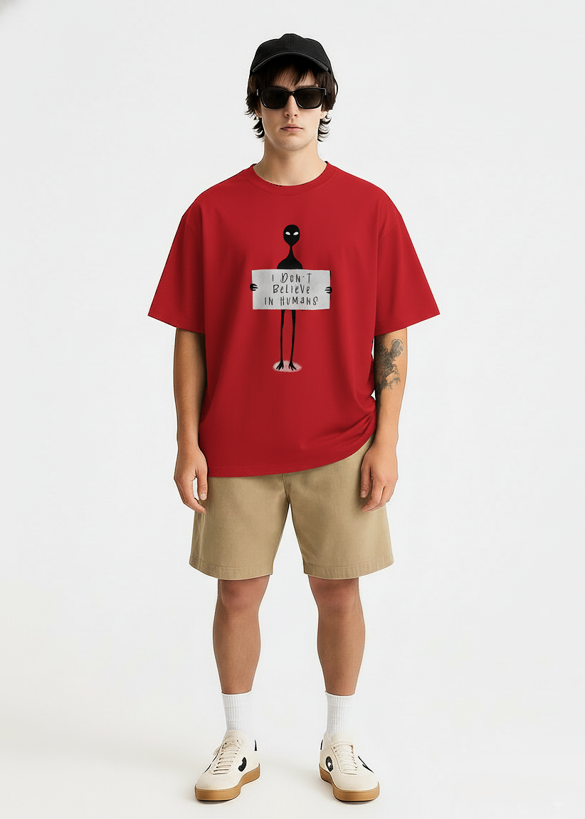 I Don't Believe in Humans Unisex Oversized T-Shirt | Antherr Core