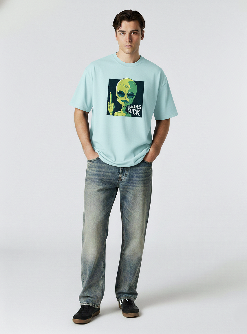 Human Sucks: Alien and Space- Unisex Oversized T-Shirts