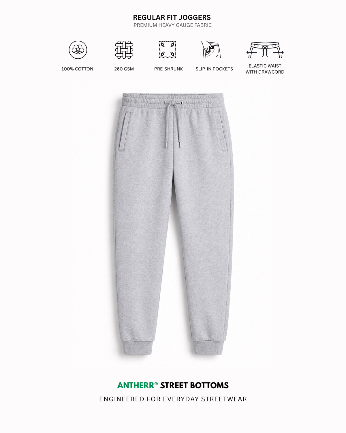 Grey Melange Unisex Everyday Joggers Grey Melange