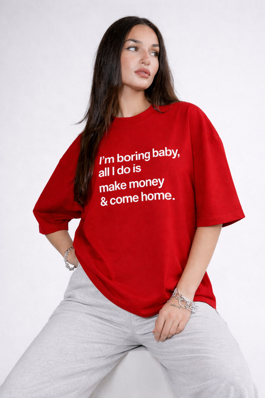Make Money Statement Unisex Oversized T-Shirt | Antherr Core Red 240 GSM Cotton