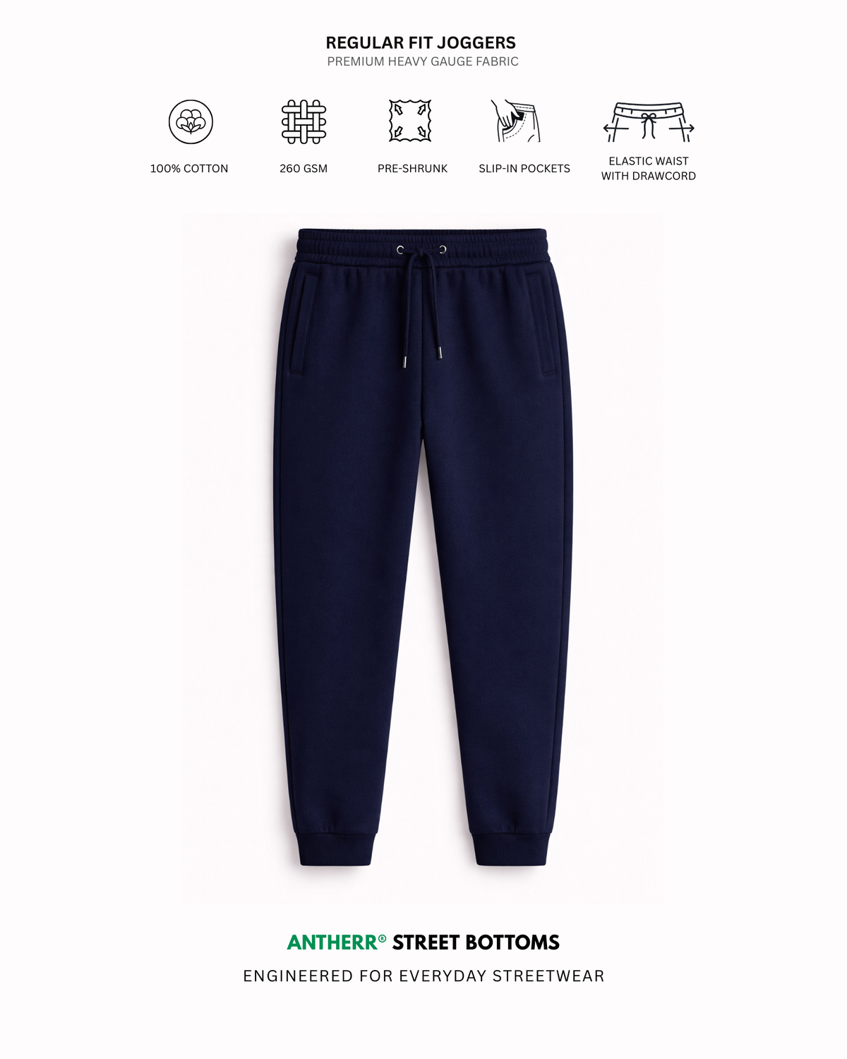 Navy Blue Unisex Everyday Joggers Navy Blue