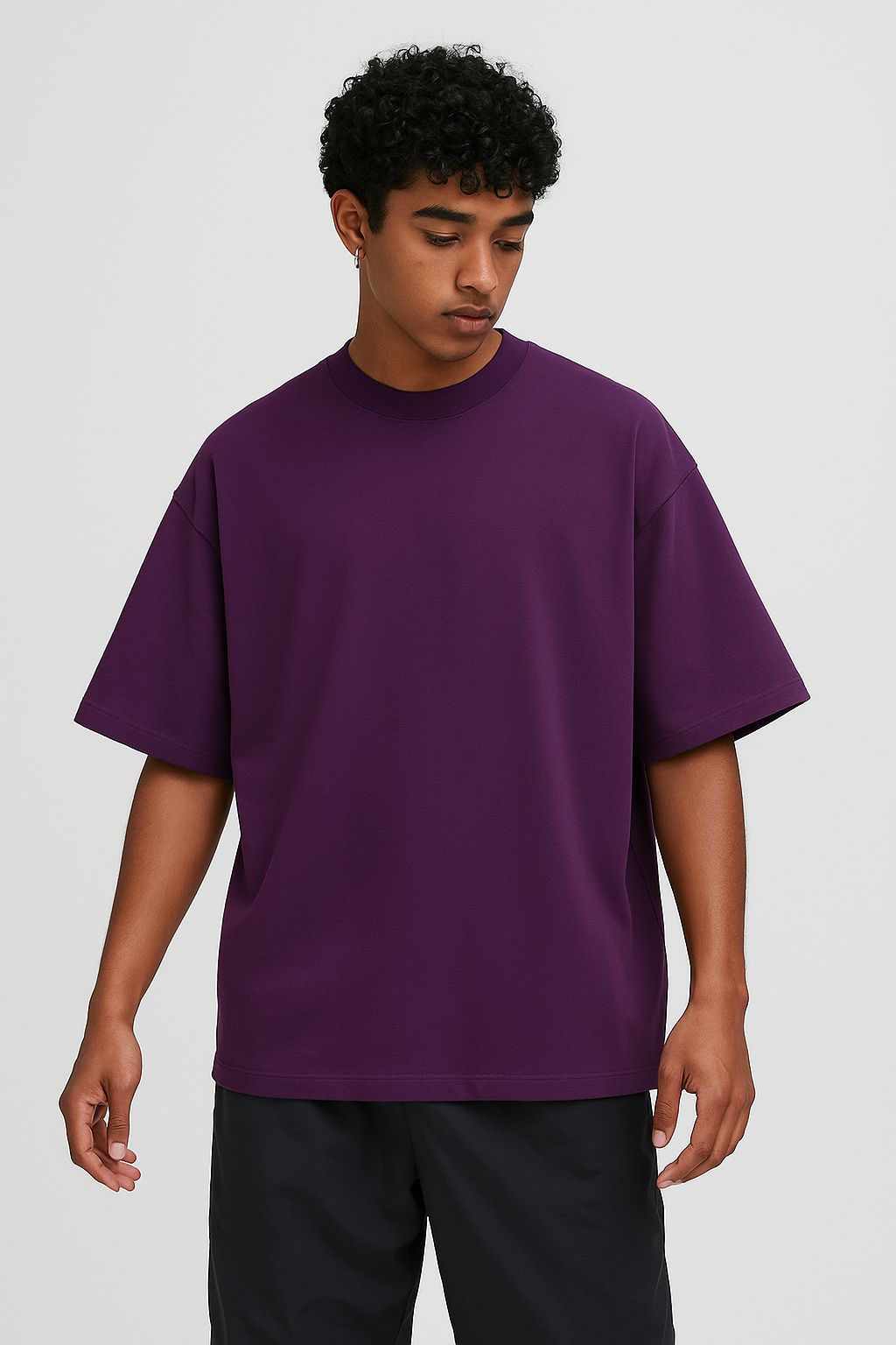 Basic Oversized T-shirt for Men: Purple PURPLE Cotton 240 GSM