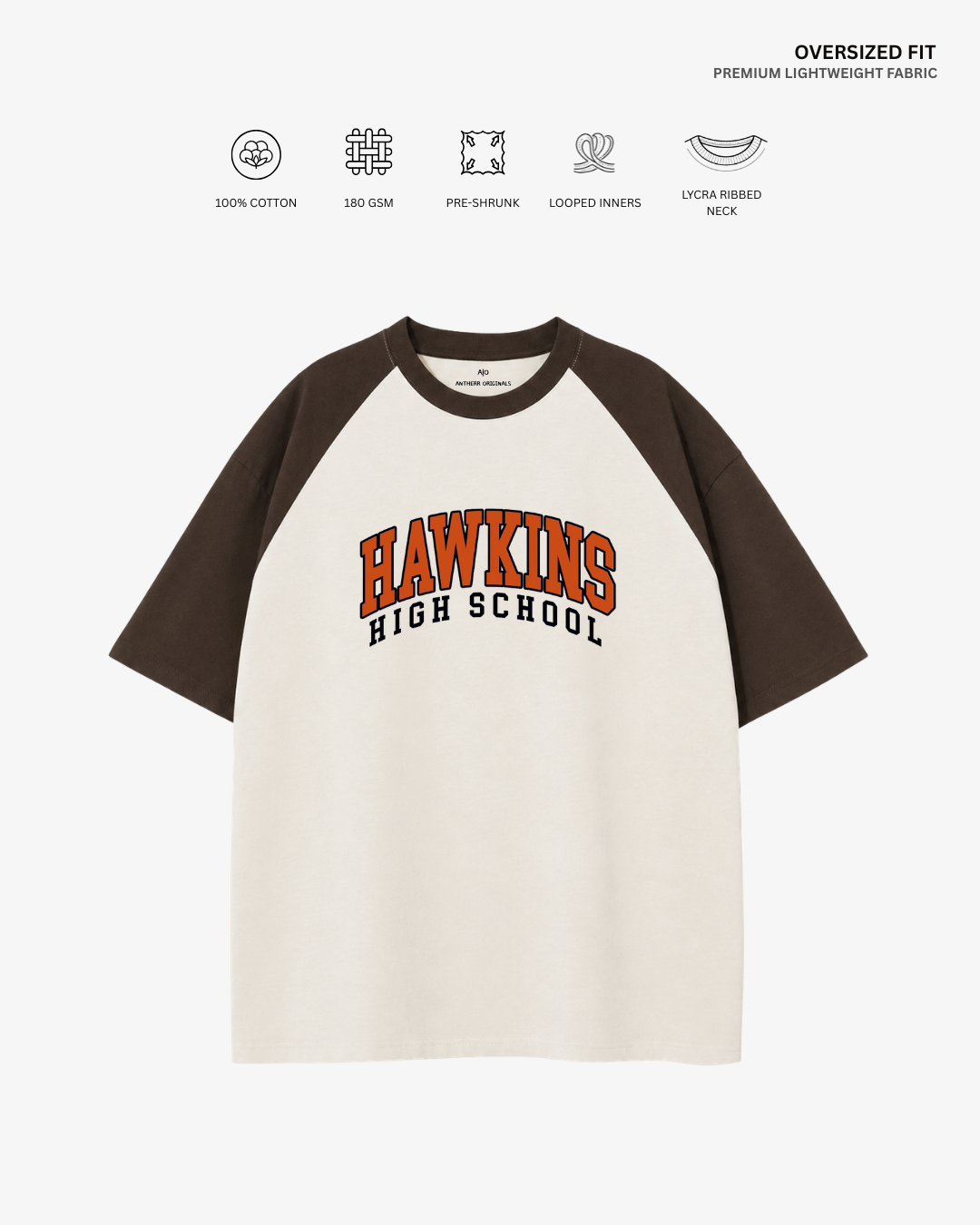 Hawkins High School Unisex Raglan Oversized T-Shirt | Antherr Core