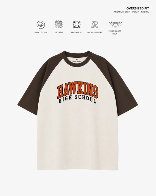 Hawkins High School Unisex Raglan Oversized T-Shirt