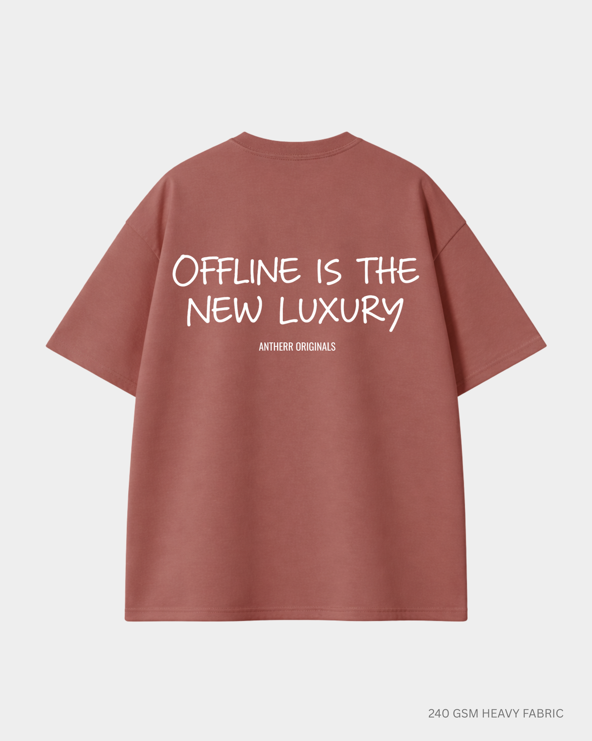Offline Is The New Luxury Unisex Oversized T-Shirt | Antherr Originals CORAL RED Cotton 240 GSM