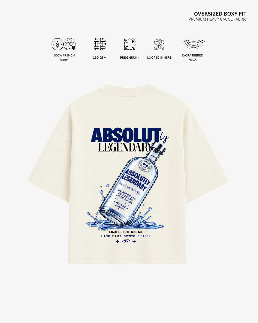 ABSOLUTly Legendary Oversized T-Shirt | Antherr Originals OFF-WHITE Cotton French Terry 260 GSM
