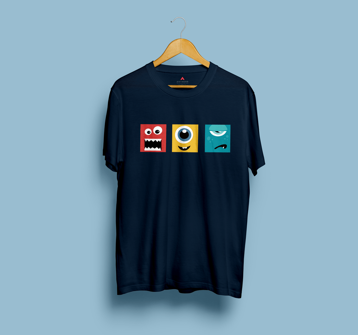 " CUTE MONSTERS " HALF-SLEEVE T-SHIRTS NAVY BLUE