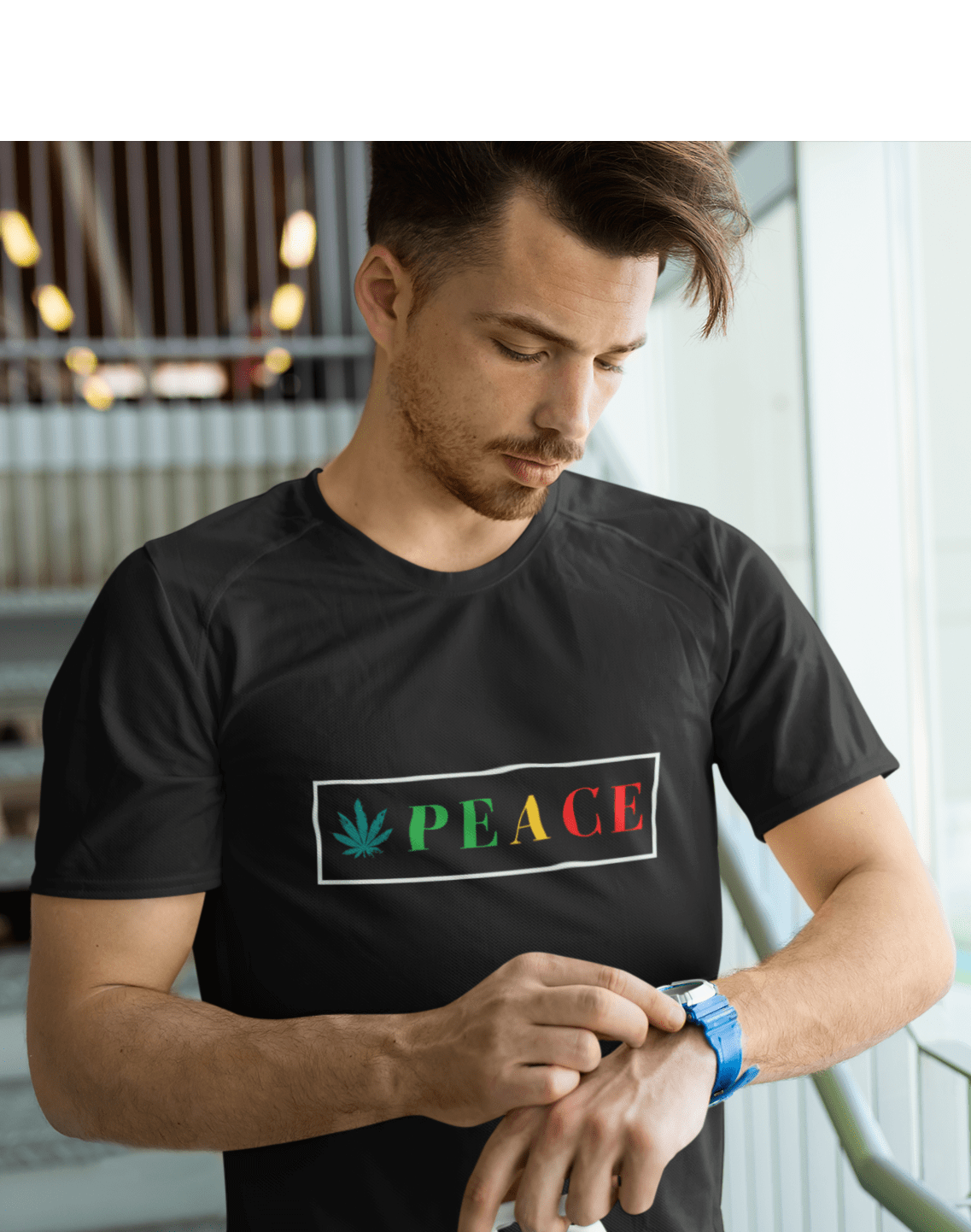 "PEACE"- HALF-SLEEVE T-SHIRT'S. BLACK