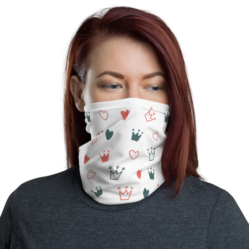 Crown and Love Doodle Unisex Face Bandana