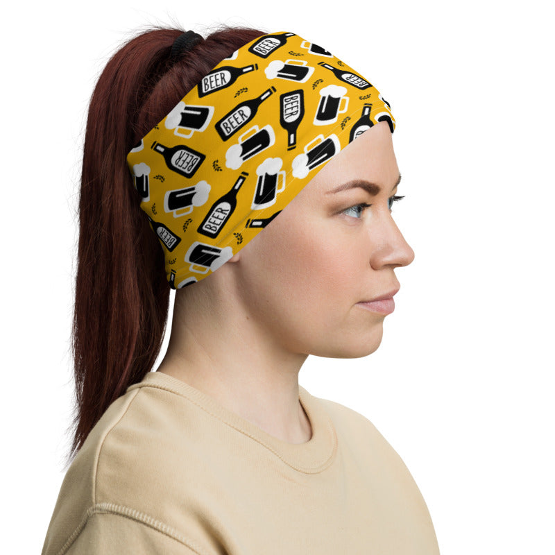 Beer Doodle Yellow Colour Unisex Face Bandana