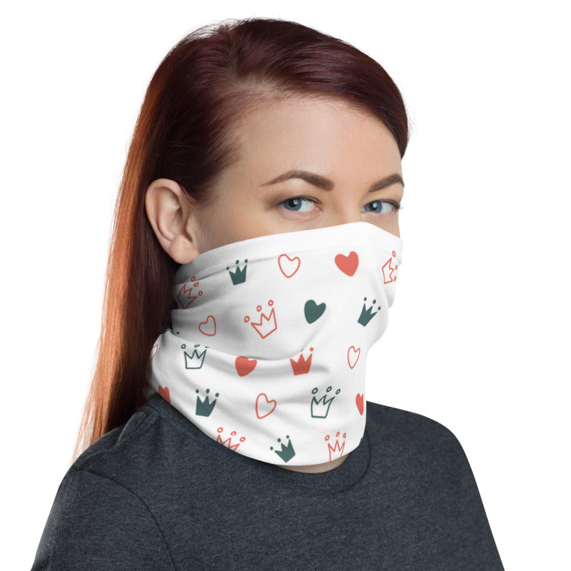 Crown and Love Doodle Unisex Face Bandana