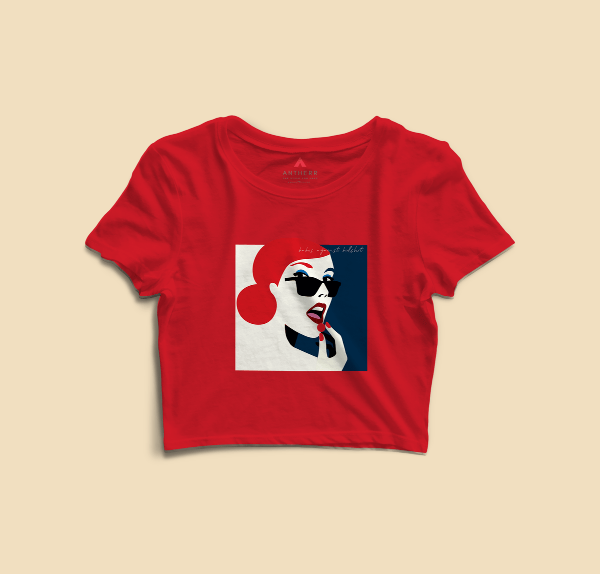 " BABES AGAINST BULLSHIT " - HALF-SLEEVE CROP TOP RED