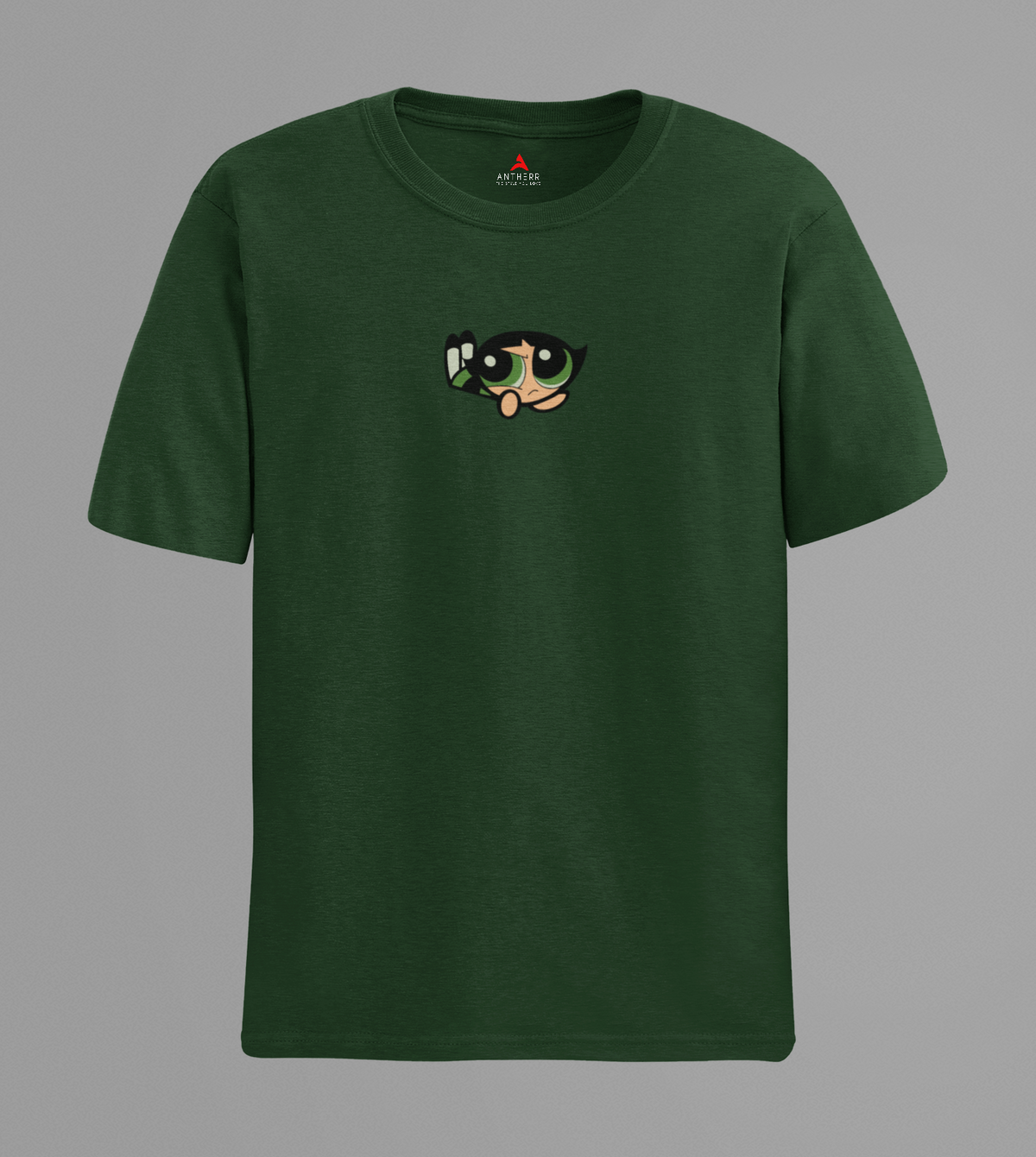 Buttercup Powerpuff Girls| HALF SLEEVE T-SHIRT BOTTLE GREEN