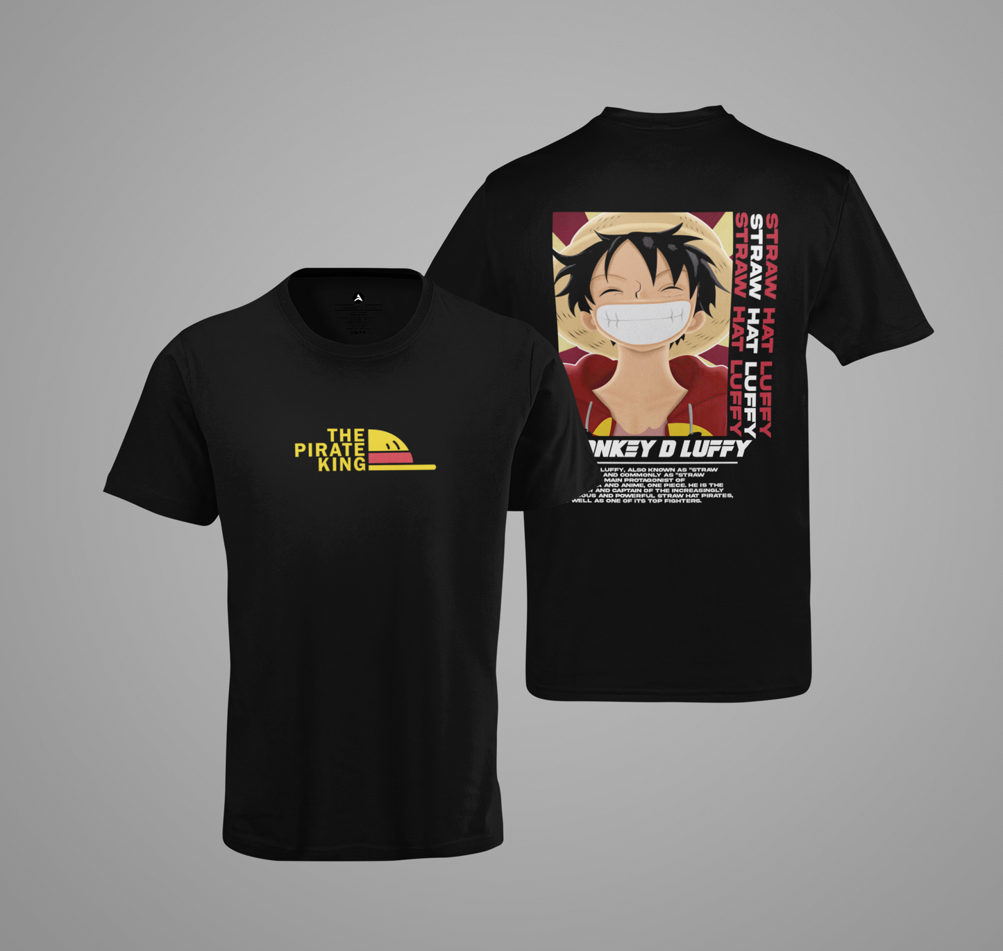 The Pirate King- Monkey D Luffy- (Double Sided Print): Anime- Regular Fit T-Shirts