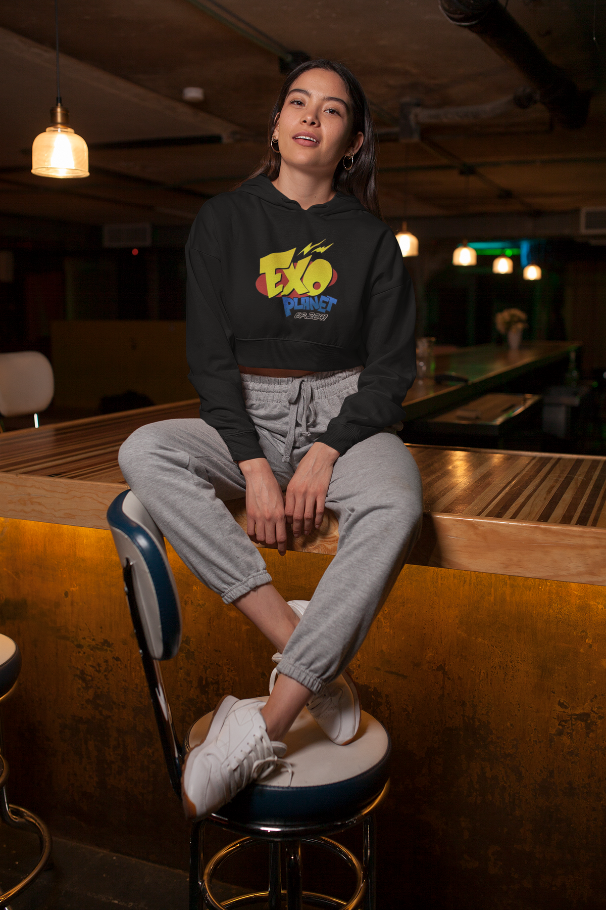 EXO PLANET - Winter Crop Hoodies BLACK