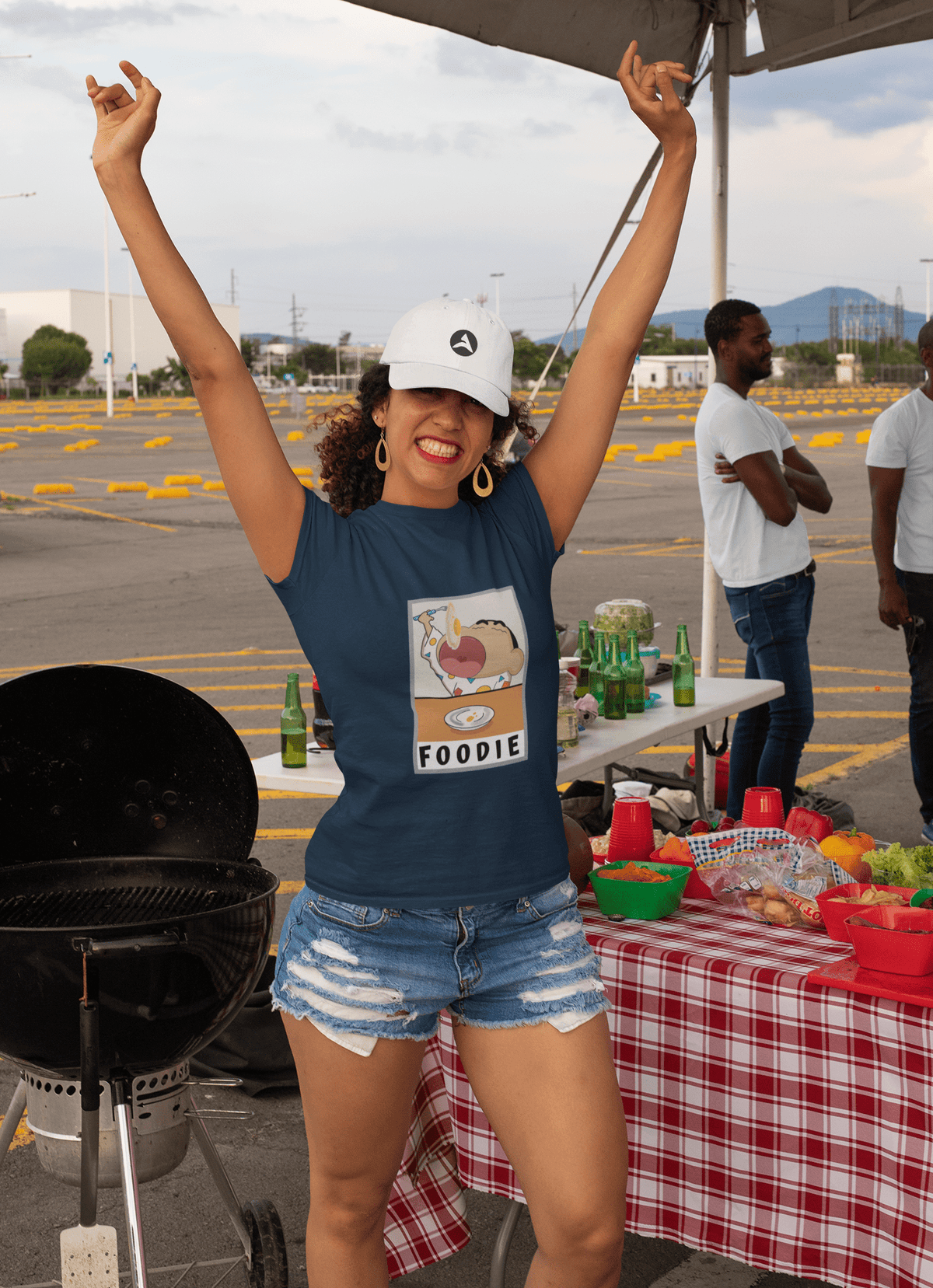 "FOODIE"- SHINCHAN : HALF-SLEEVE T-SHIRTS NAVY BLUE