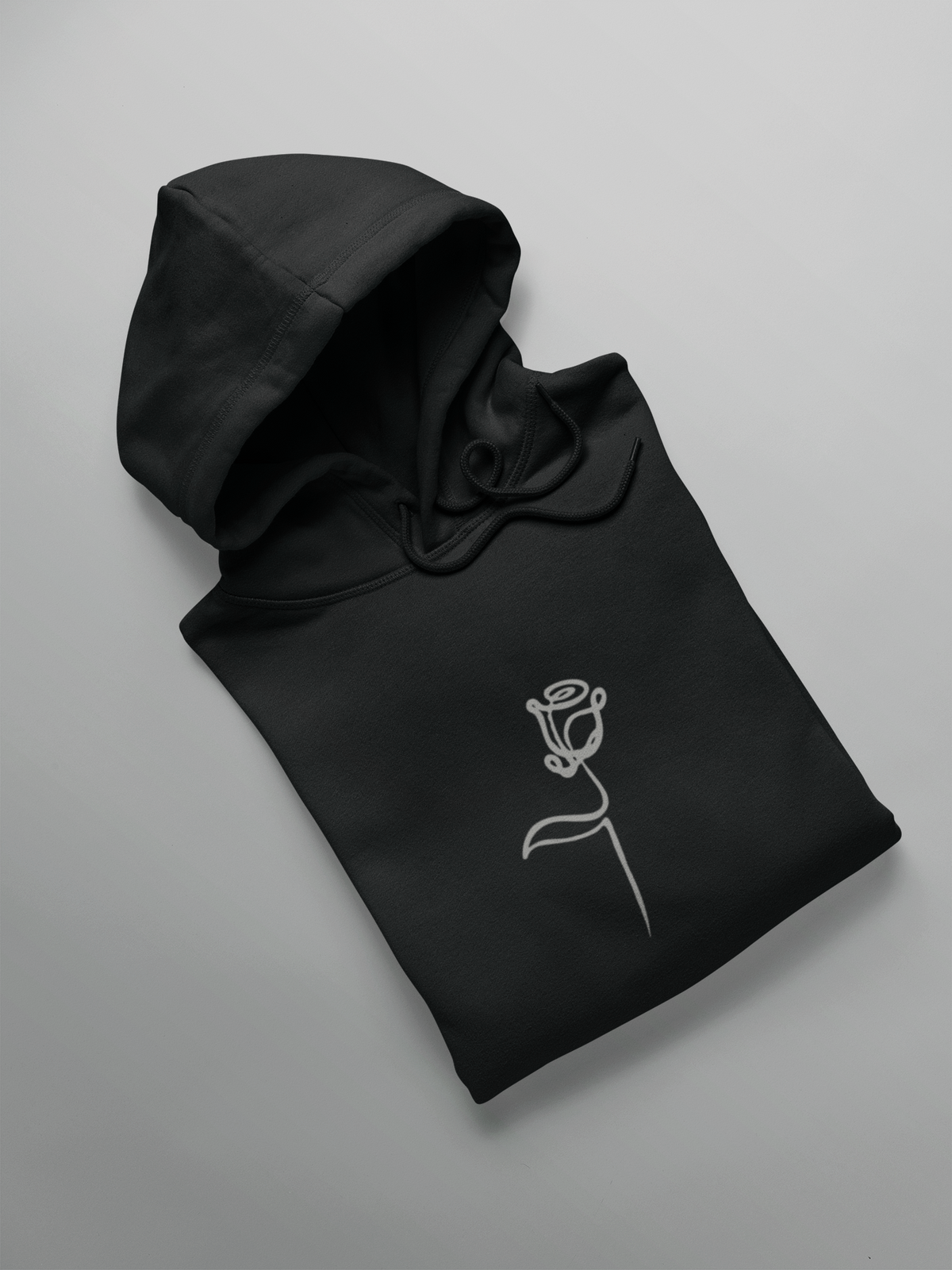 Rose Line Art: MINIMAL - WINTER HOODIES BLACK