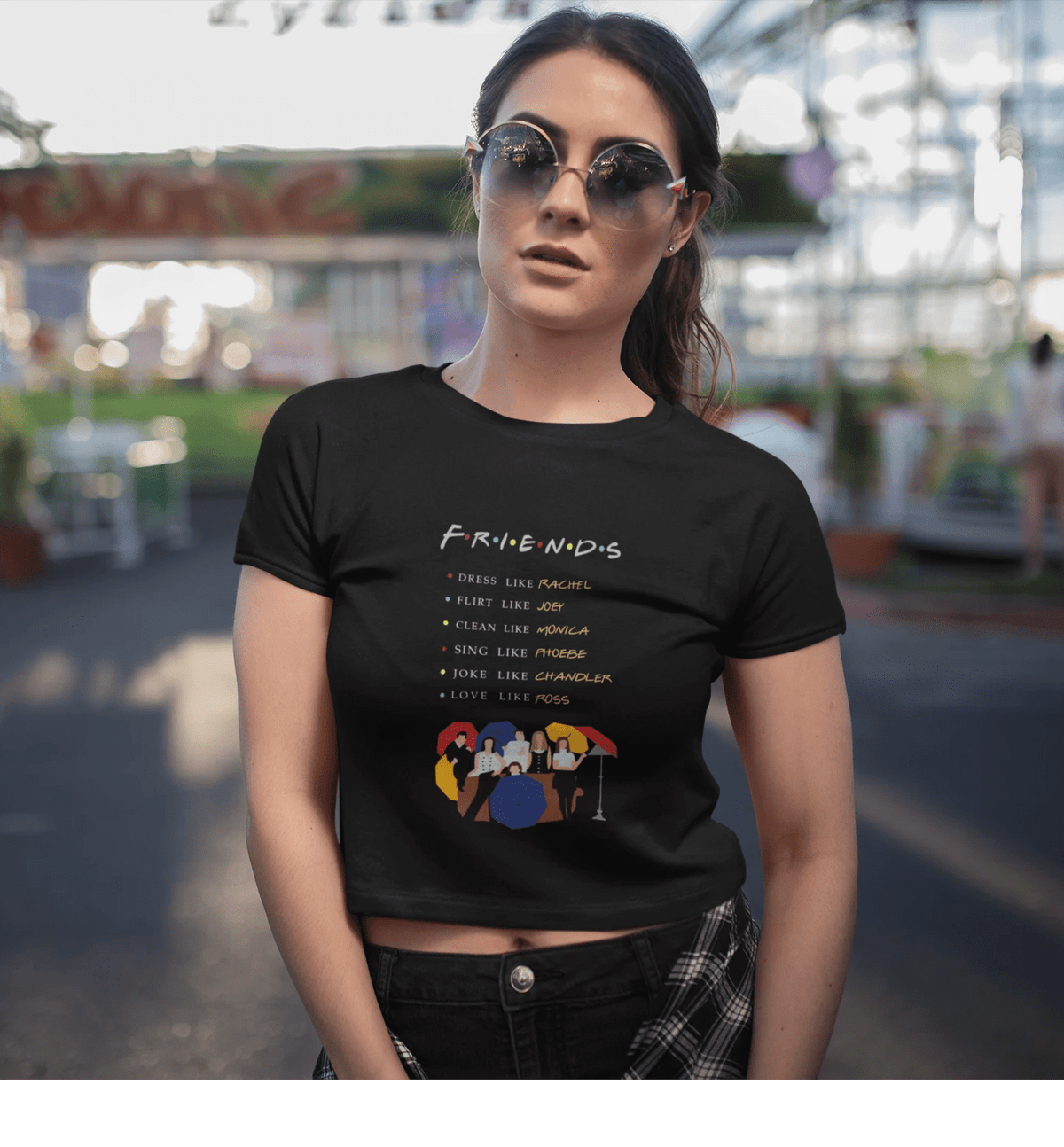 " FRIENDS " - HALF-SLEEVE CROP TOPS