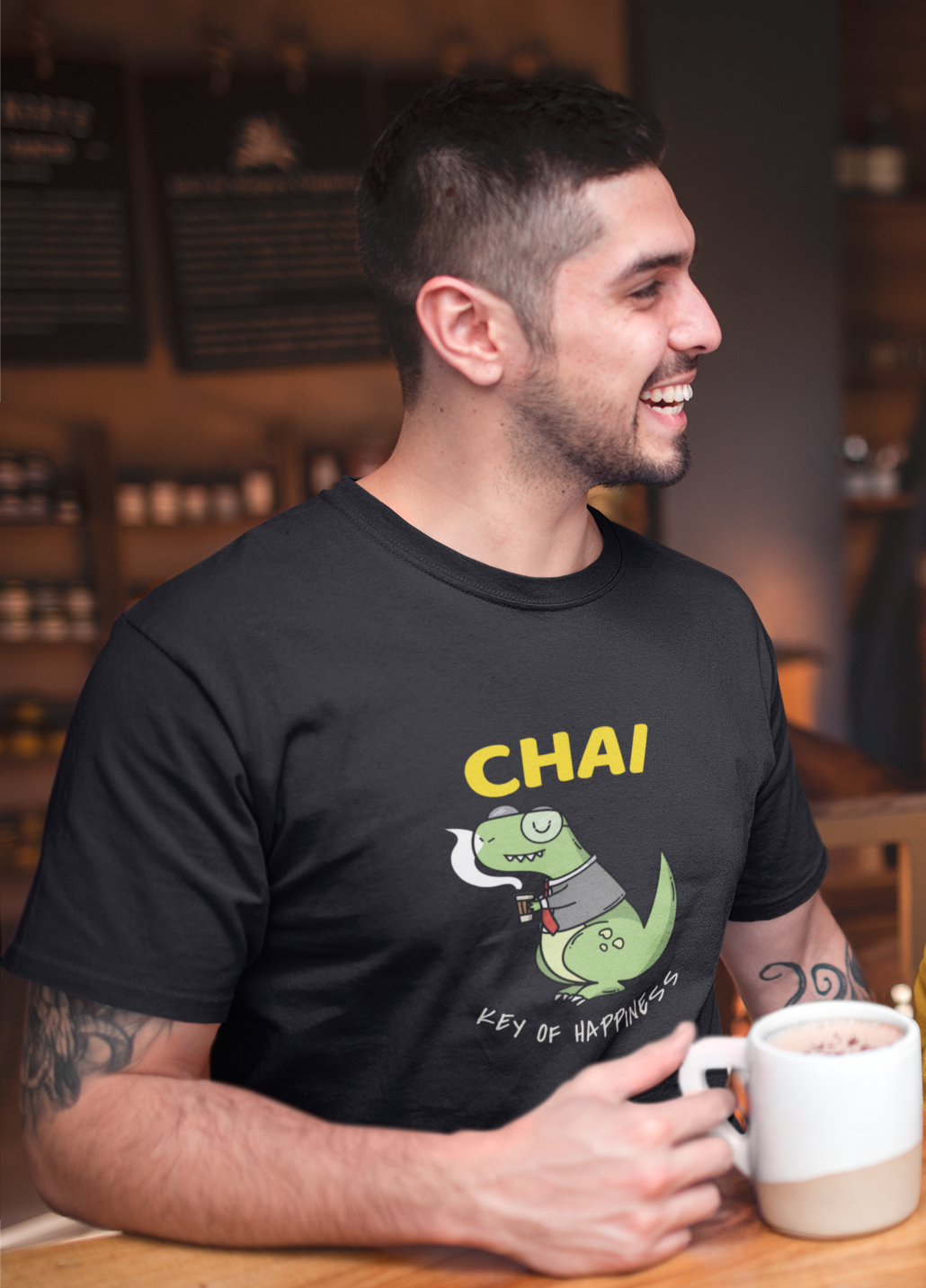 CHAI - KEY OF HAPPINESS : HALF-SLEEVE T-SHIRTS BLACK