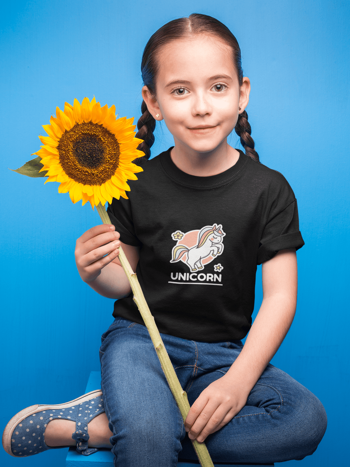 "UNICORN" KIDS HALF-SLEEVE T-SHIRTS BLACK