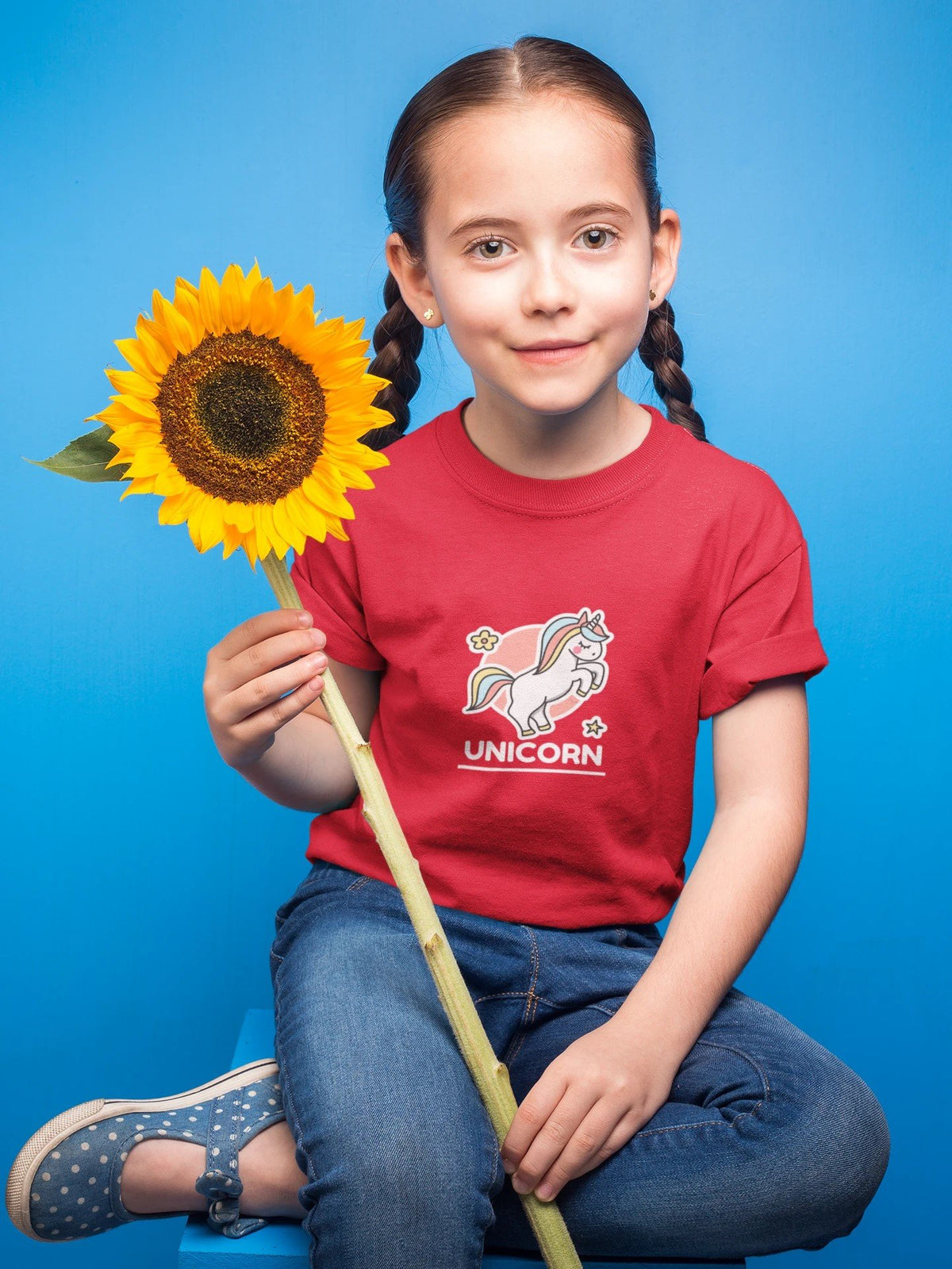 "UNICORN" KIDS HALF-SLEEVE T-SHIRTS RED