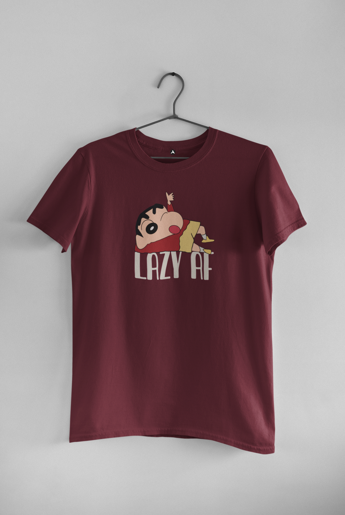 LAZY AF : SHINCHAN - HALF-SLEEVE T-SHIRTS MAROON